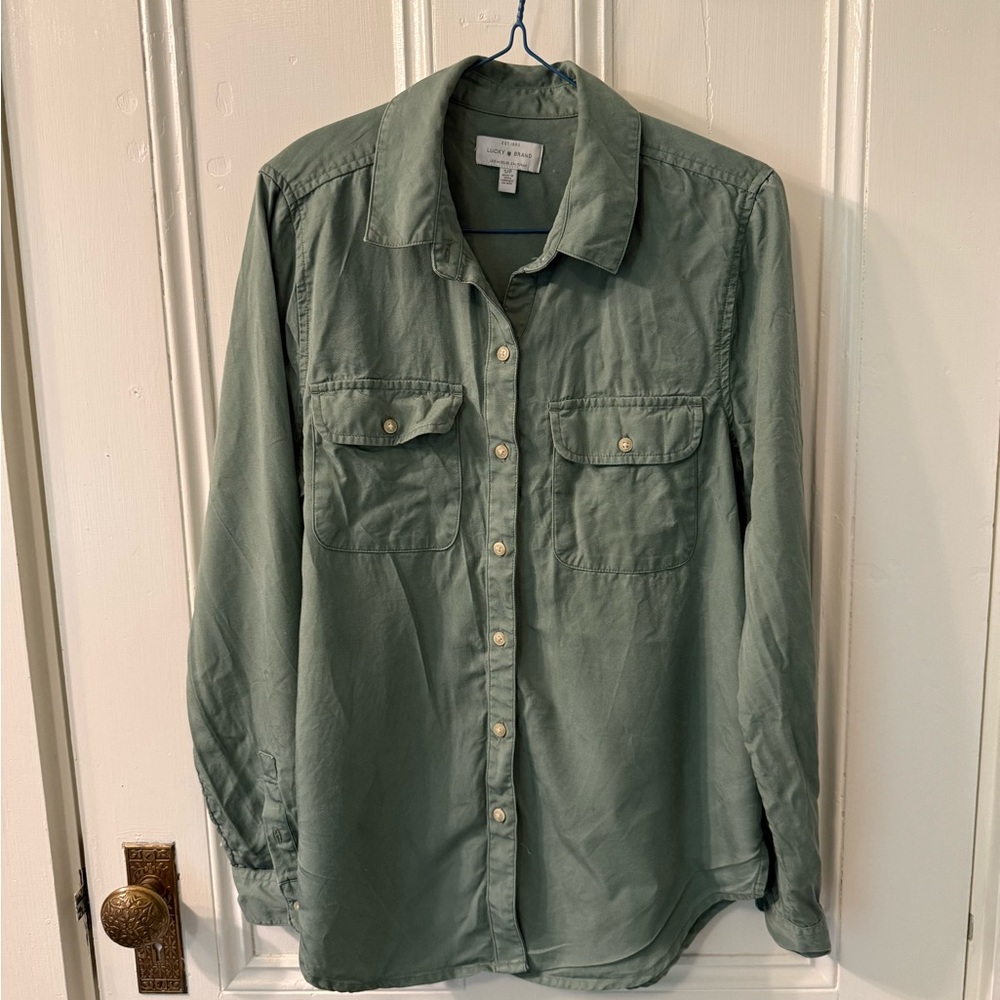 Lucky Brand Women’s Sage Green Button-Up Shirt Small